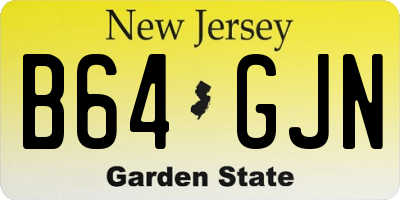 NJ license plate B64GJN