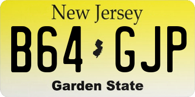 NJ license plate B64GJP