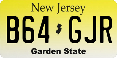 NJ license plate B64GJR