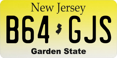 NJ license plate B64GJS