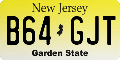 NJ license plate B64GJT