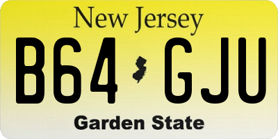 NJ license plate B64GJU