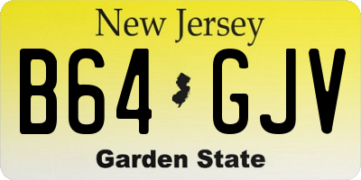 NJ license plate B64GJV