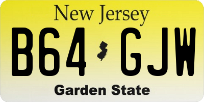 NJ license plate B64GJW