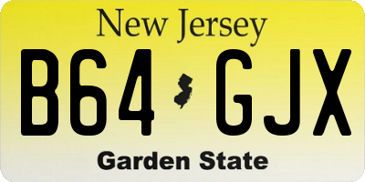 NJ license plate B64GJX