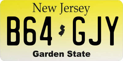 NJ license plate B64GJY