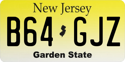 NJ license plate B64GJZ