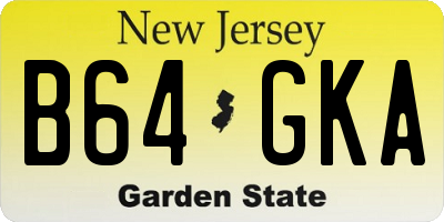 NJ license plate B64GKA