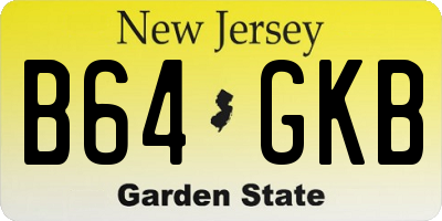 NJ license plate B64GKB