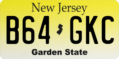 NJ license plate B64GKC