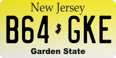 NJ license plate B64GKE