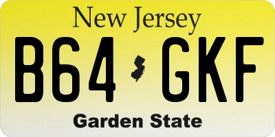 NJ license plate B64GKF