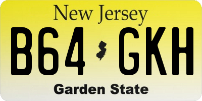 NJ license plate B64GKH