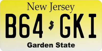 NJ license plate B64GKI