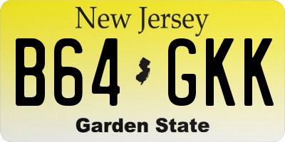 NJ license plate B64GKK
