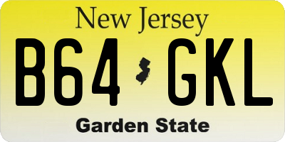 NJ license plate B64GKL