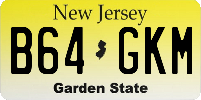 NJ license plate B64GKM