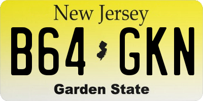 NJ license plate B64GKN