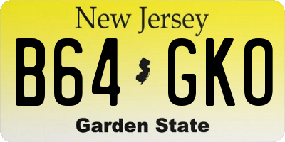 NJ license plate B64GKO