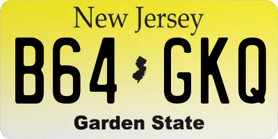 NJ license plate B64GKQ