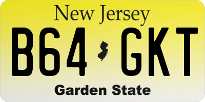 NJ license plate B64GKT