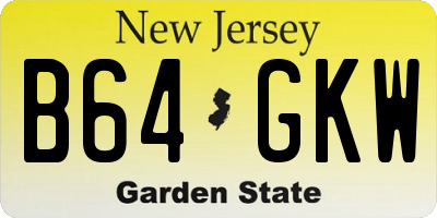 NJ license plate B64GKW