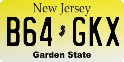 NJ license plate B64GKX