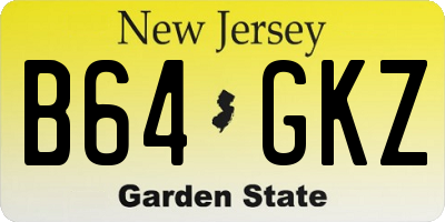 NJ license plate B64GKZ