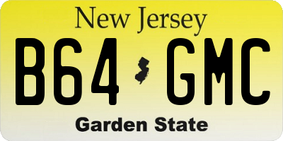 NJ license plate B64GMC
