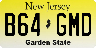 NJ license plate B64GMD