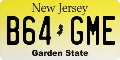 NJ license plate B64GME
