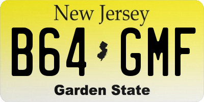 NJ license plate B64GMF