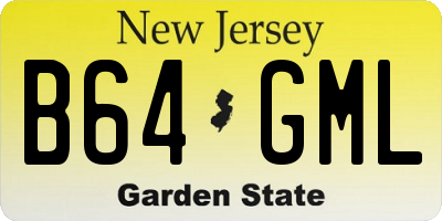 NJ license plate B64GML