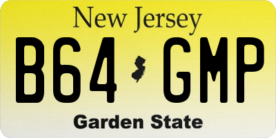 NJ license plate B64GMP