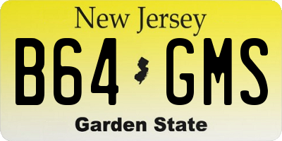 NJ license plate B64GMS