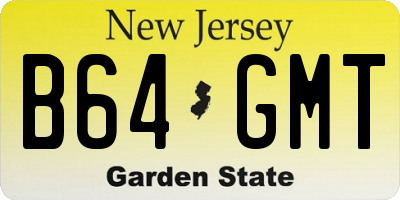 NJ license plate B64GMT