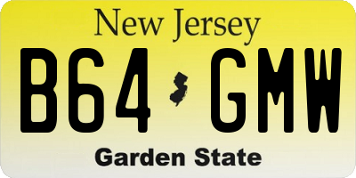 NJ license plate B64GMW