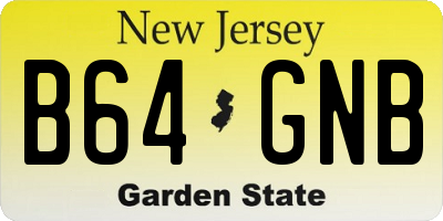 NJ license plate B64GNB
