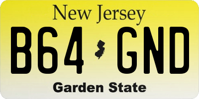 NJ license plate B64GND