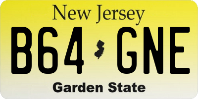 NJ license plate B64GNE