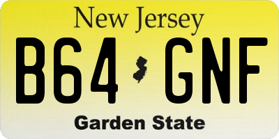 NJ license plate B64GNF