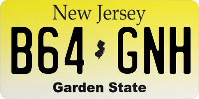 NJ license plate B64GNH