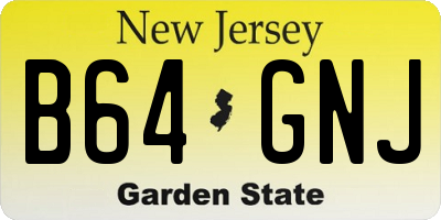 NJ license plate B64GNJ