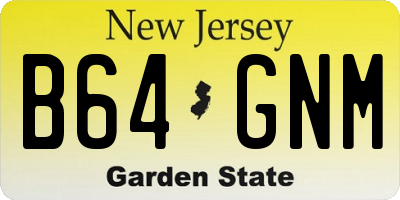 NJ license plate B64GNM