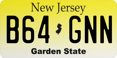 NJ license plate B64GNN