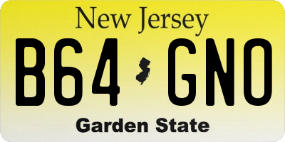 NJ license plate B64GNO