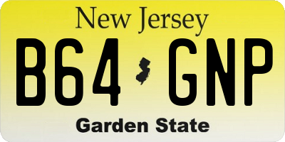 NJ license plate B64GNP