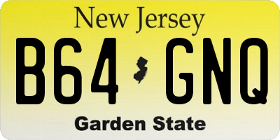 NJ license plate B64GNQ