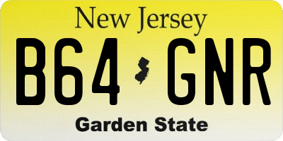 NJ license plate B64GNR