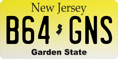 NJ license plate B64GNS